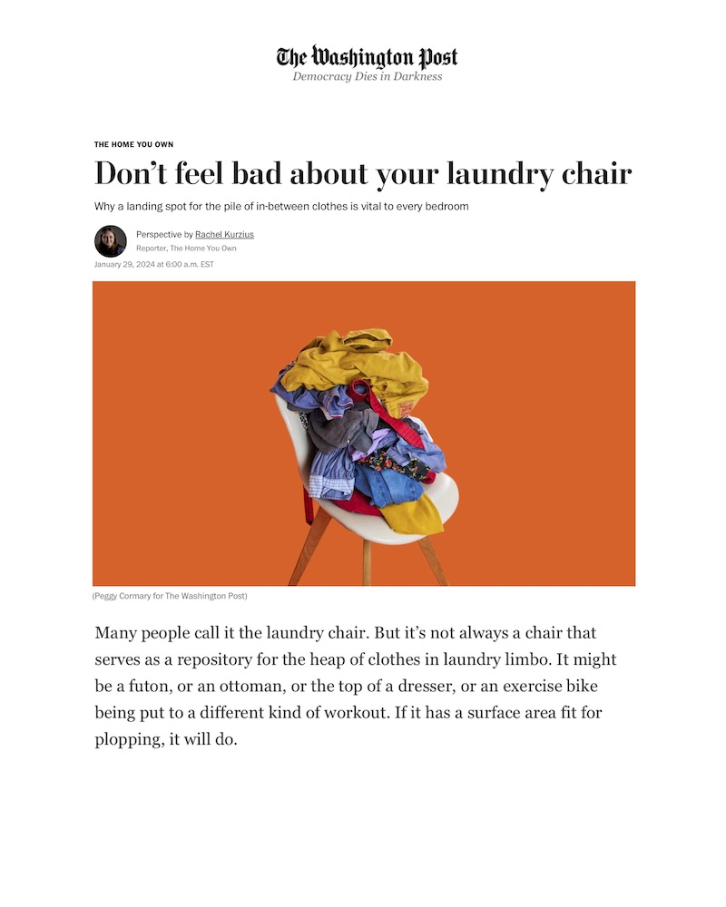 01.29.24 - The Washington Post - Tracy Morris Design - Don't feel bad about your laundry chair