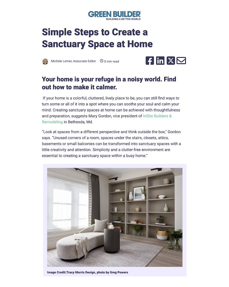 Tracy Morris Design Green Builder Simple Steps to Create a Sanctuary Space at Home cover