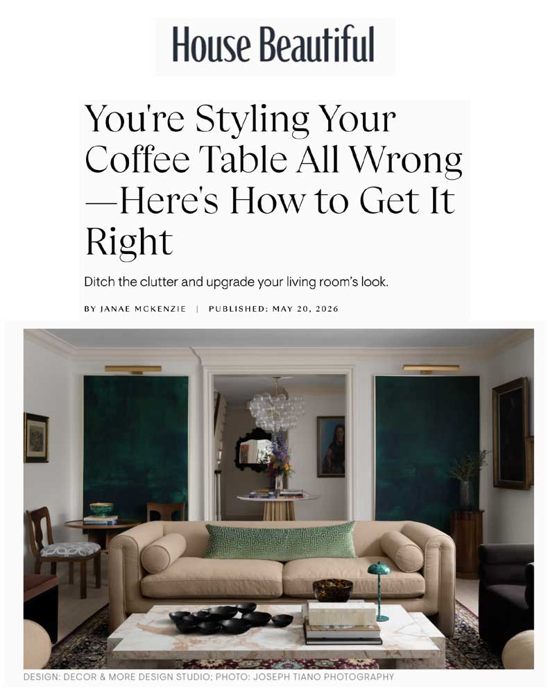 Tracy Morris Design | House Beautiful | You're Styling Your Coffee Table Wrong